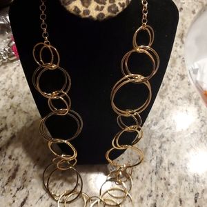 Gold long necklace set